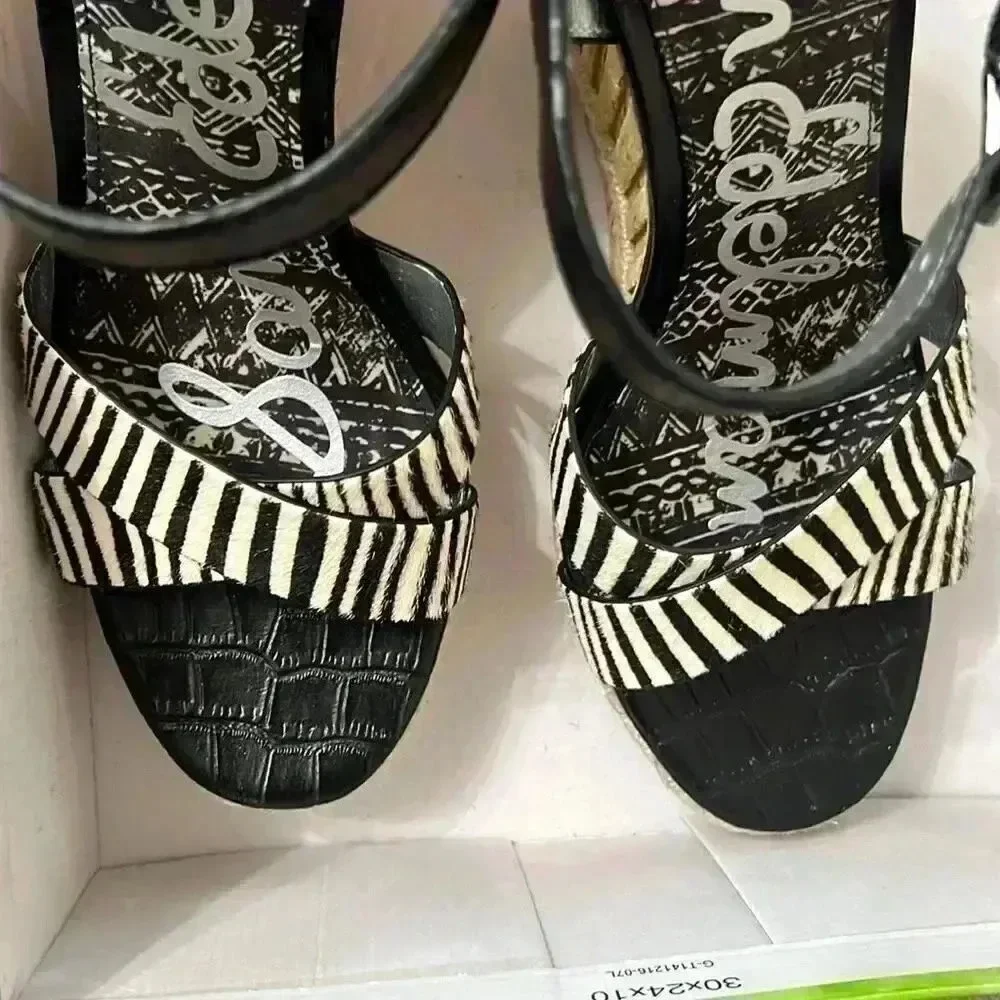 Sam Edelman zebra print clay wedge sandals